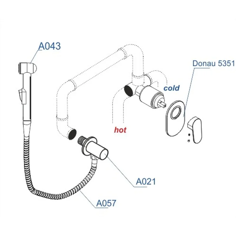 Гигиенический душ со смесителем WasserKRAFT Donau A15357 Хром