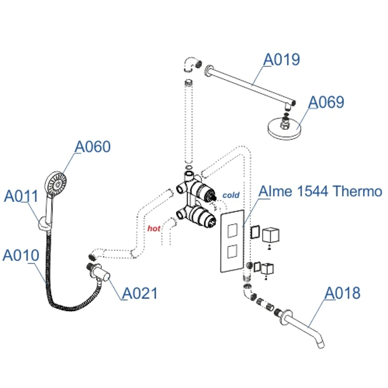 Душевая система WasserKRAFT Alme A171519 Thermo с термостатом Хром
