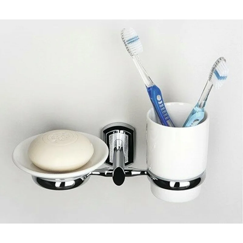 Стакан для зубных щеток с мыльницей WasserKRAFT Oder K-3026 Хром