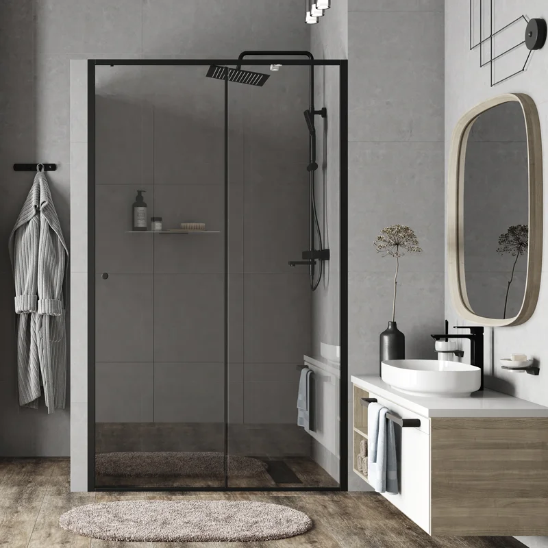 Душевая дверь WasserKRAFT Dill 110 61S13 профиль Черный матовый стекло прозрачное