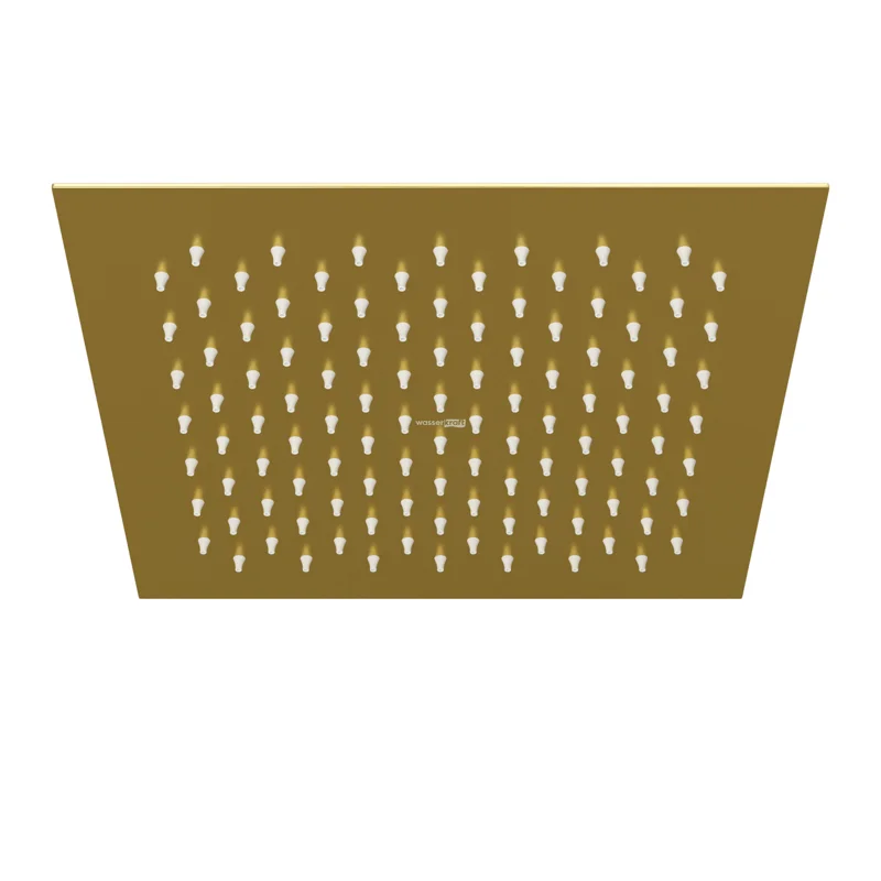 Верхний душ WasserKRAFT A198, 250 х 250 мм, 1 режим струи, без держателя, PVD-покрытие матовое Золото