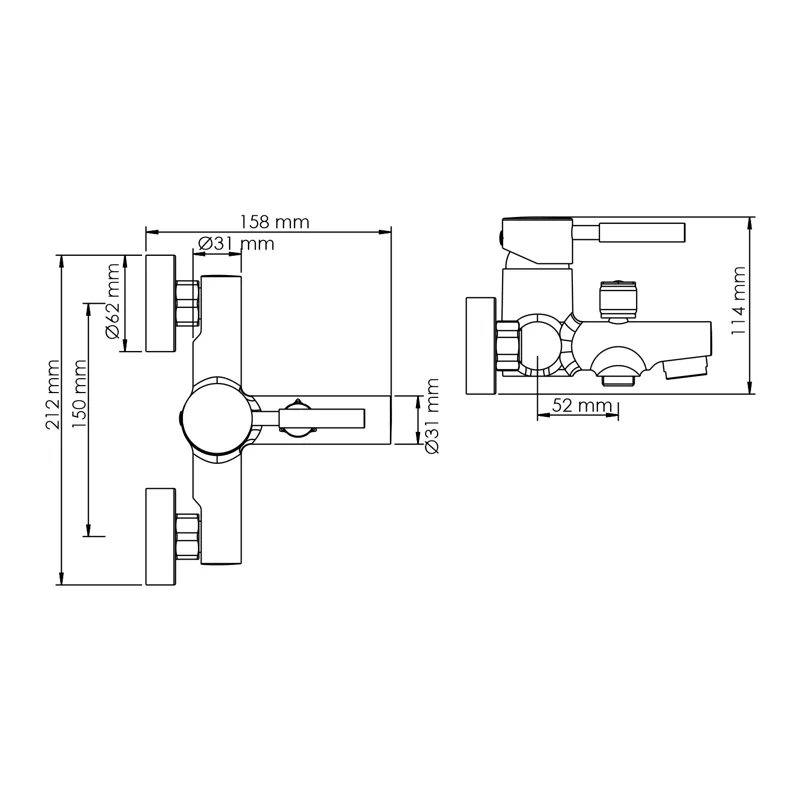 Смеситель WasserKRAFT WERN 4201 для ванны и душа с коротким изливом, матовый хром