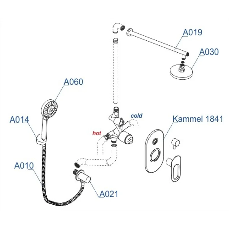Душевая система WasserKRAFT Kammel A16830 Хром