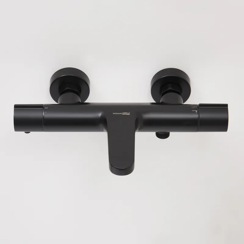 Смеситель термостатический WasserKRAFT Elbe, для ванны и душа, черный, 7411 Thermo