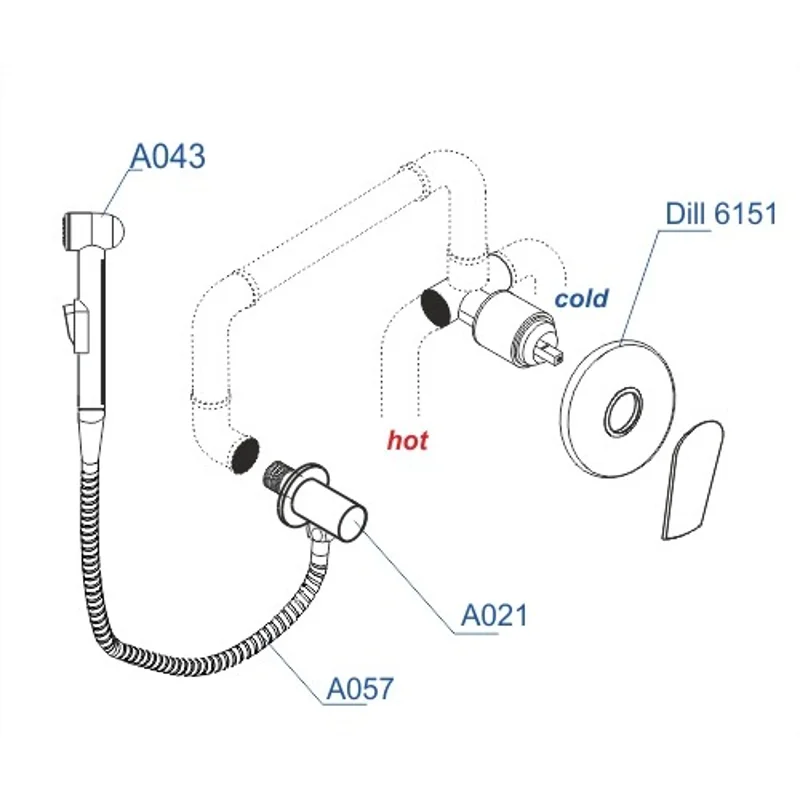 Гигиенический душ со смесителем WasserKRAFT Dill A06157 Хром
