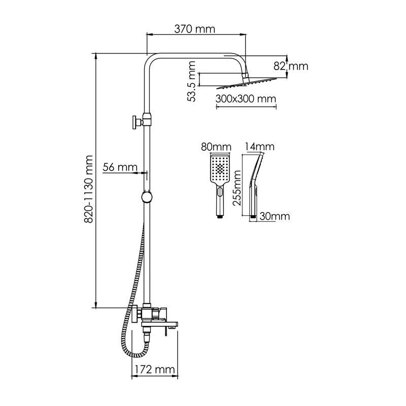 Душевая система WasserKRAFT A177.118.126.010.CH Хром