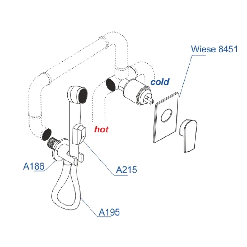 Гигиенический душ со смесителем WasserKRAFT A84095 Оружейная сталь