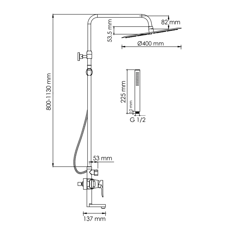 Душевая система WasserKRAFT A166.117.137.010.CH Хром