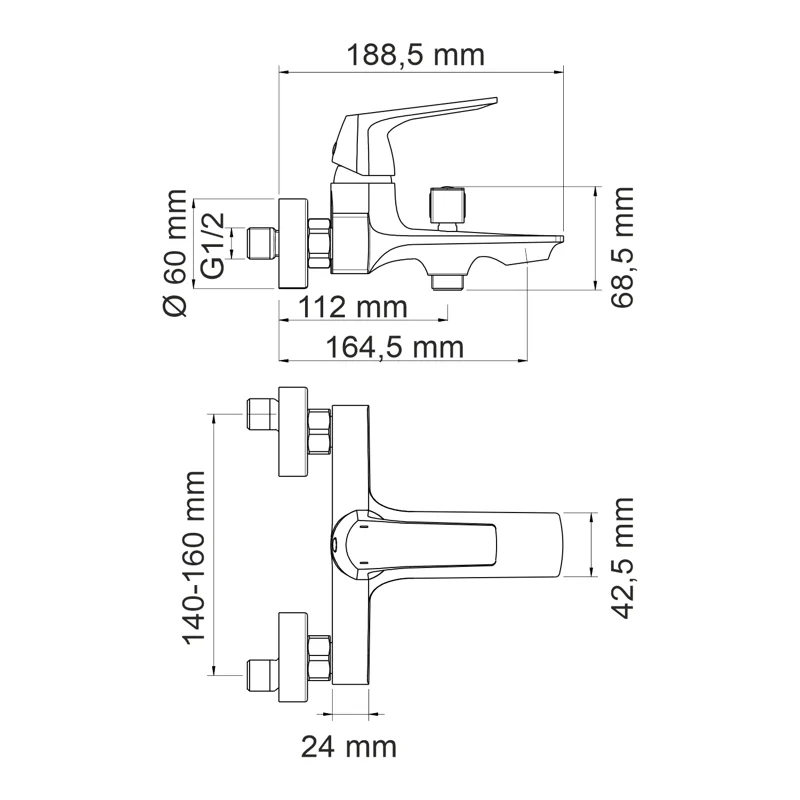 Смеситель для ванны WasserKRAFT Neime 1901 Хром