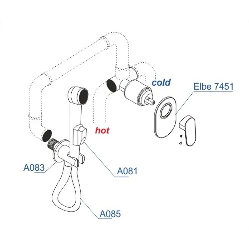 Гигиенический душ со смесителем WasserKRAFT Elbe A117451 Черный матовый