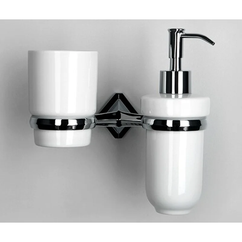 Стакан с дозатором мыла Wasserkraft Aller K-1100 K-1189C подвесные хром/керамика белая