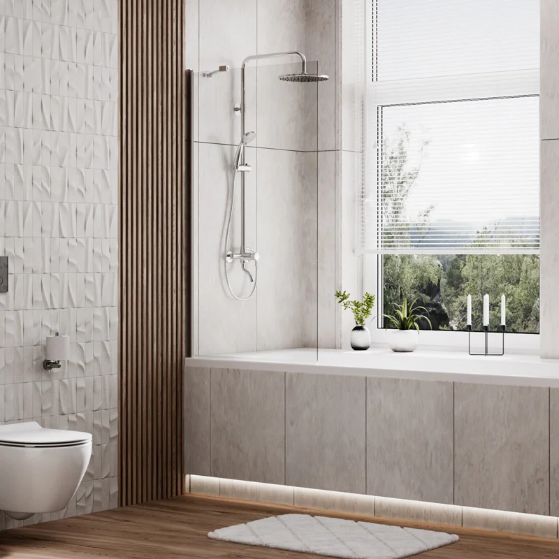 Шторка на ванну WasserKRAFT Berkel 80 48P01-80 Fixed профиль Хром стекло прозрачное