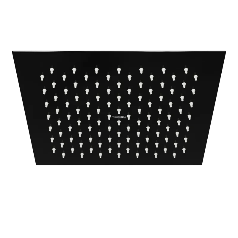 Верхний душ WasserKRAFT A199, 250 х 250 мм, 1 режим струи, без держателя, PVD-покрытие Черный глянец