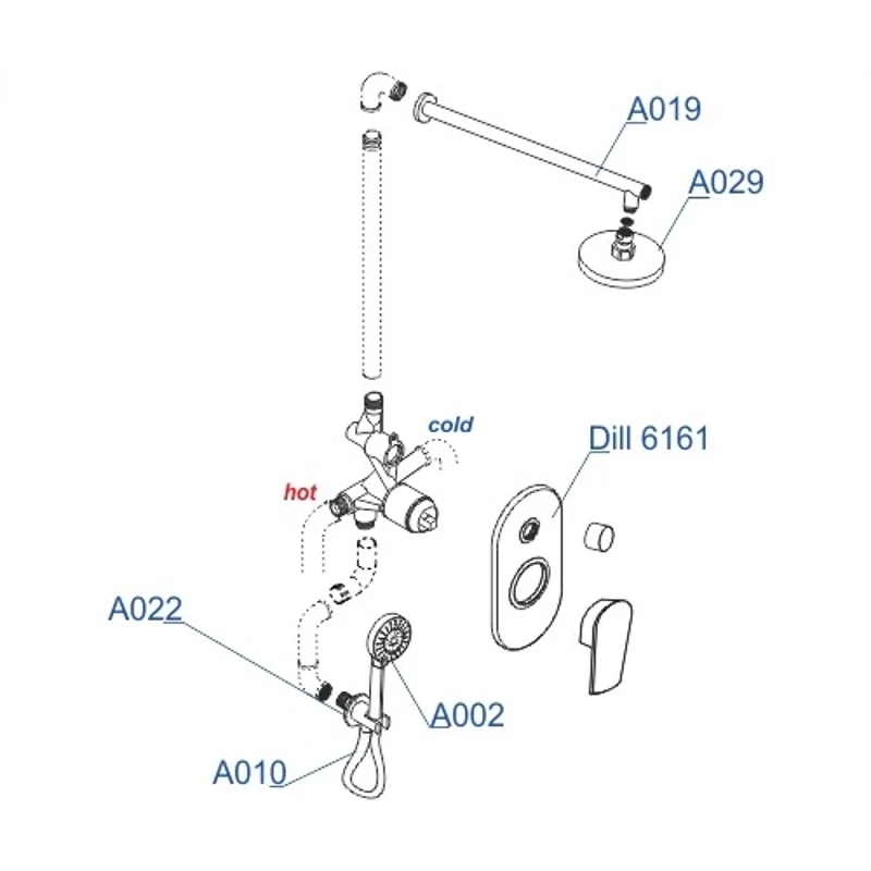 Душевая система WasserKRAFT Dill A16629 Хром
