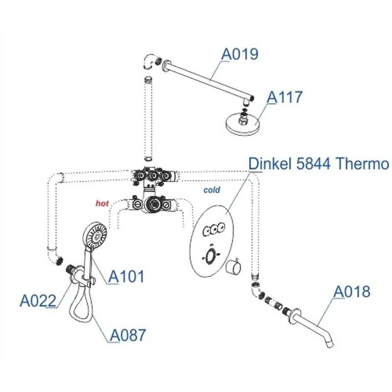 Душевая система WasserKRAFT Dinkel A175817 с термостатом Хром