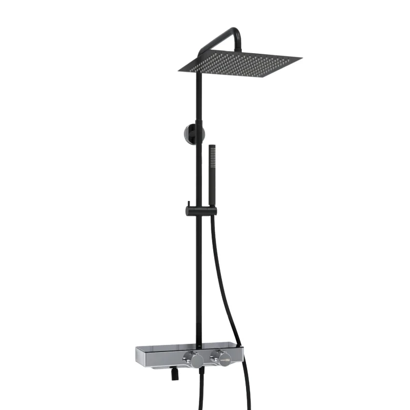 Душевая система WasserKRAFT Abens A114.162.217.CB Thermo с термостатом Черная матовая Хром