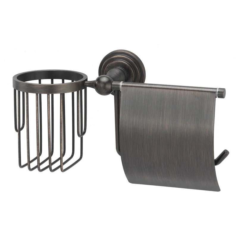 Держатель туалетной бумаги и освежителя воздуха WasserKRAFT Isar K-7359 с крышкой Темная бронза