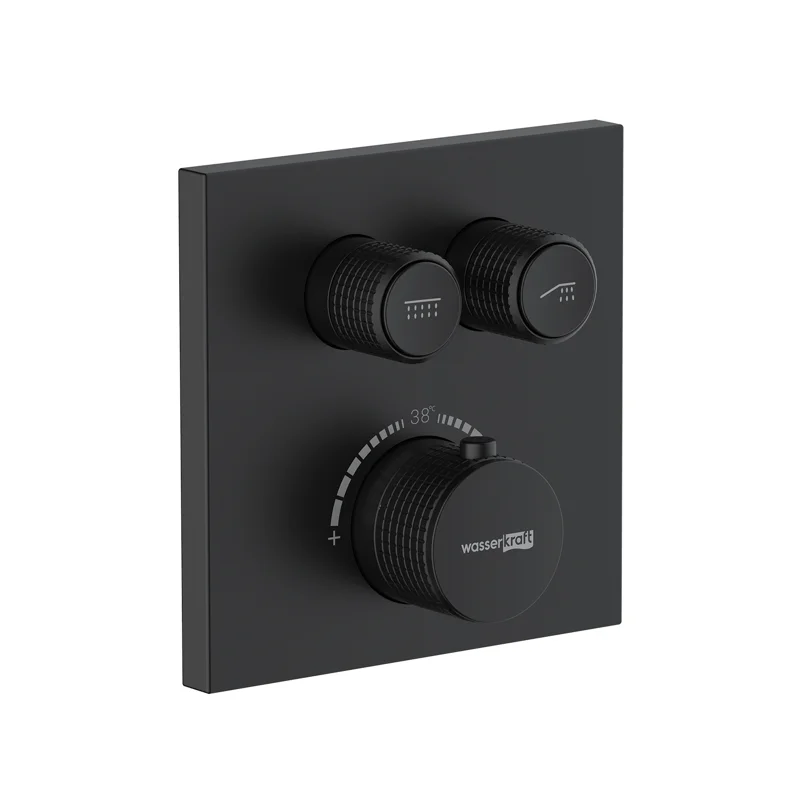 Смеситель для ванны и душа WasserKRAFT Elbe, термостатический, черный матовый, 7448 Thermo