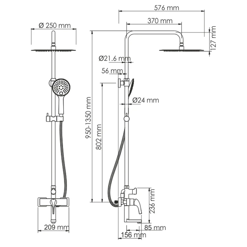 Душевая система WasserKRAFT Sauer A17101 Золото
