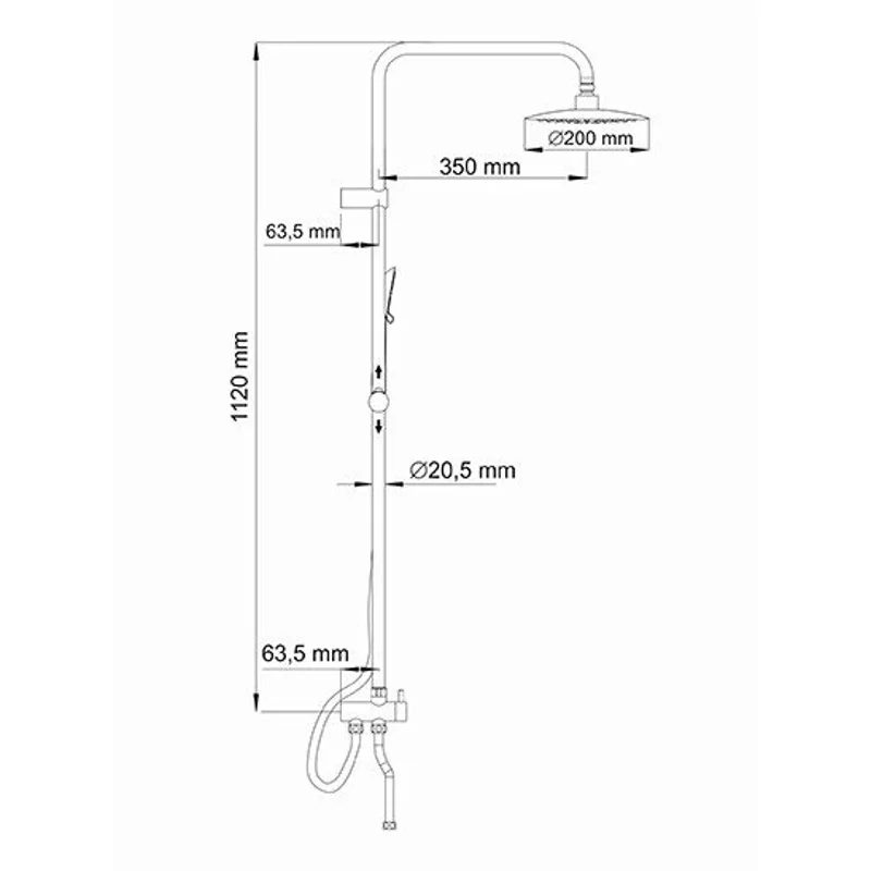 Душевой комплект, 112х51 см WasserKRAFT A027