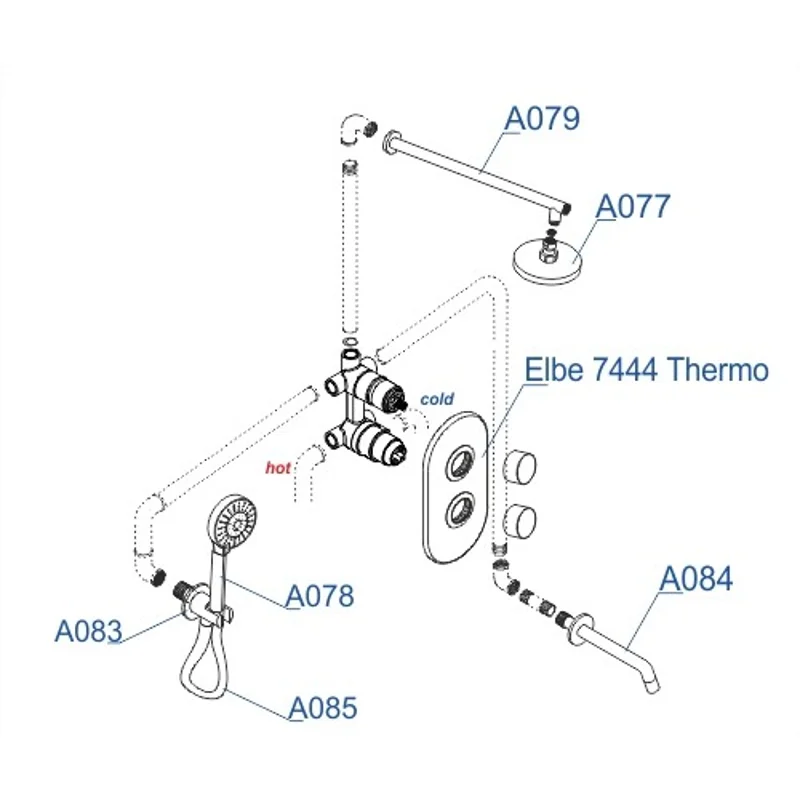 Душевая система WasserKRAFT Elbe A177477 с термостатом Черная матовая