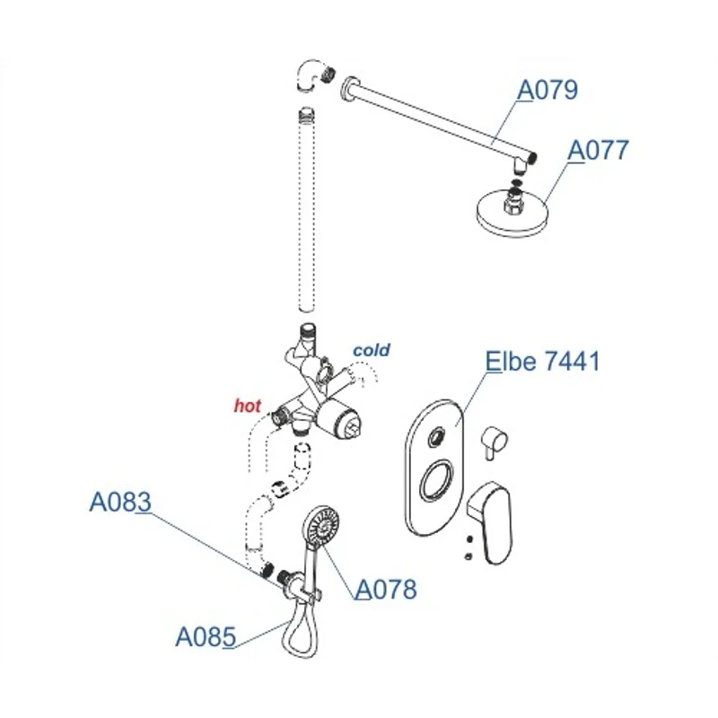 Душевая система WasserKRAFT Elbe A16777 Черная матовая