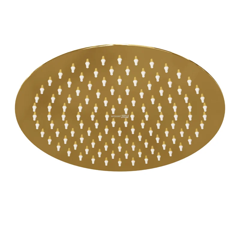 Верхний душ WasserKRAFT A208, D248 мм, 1 режим струи, без держателя, PVD-покрытие глянцевое Золото