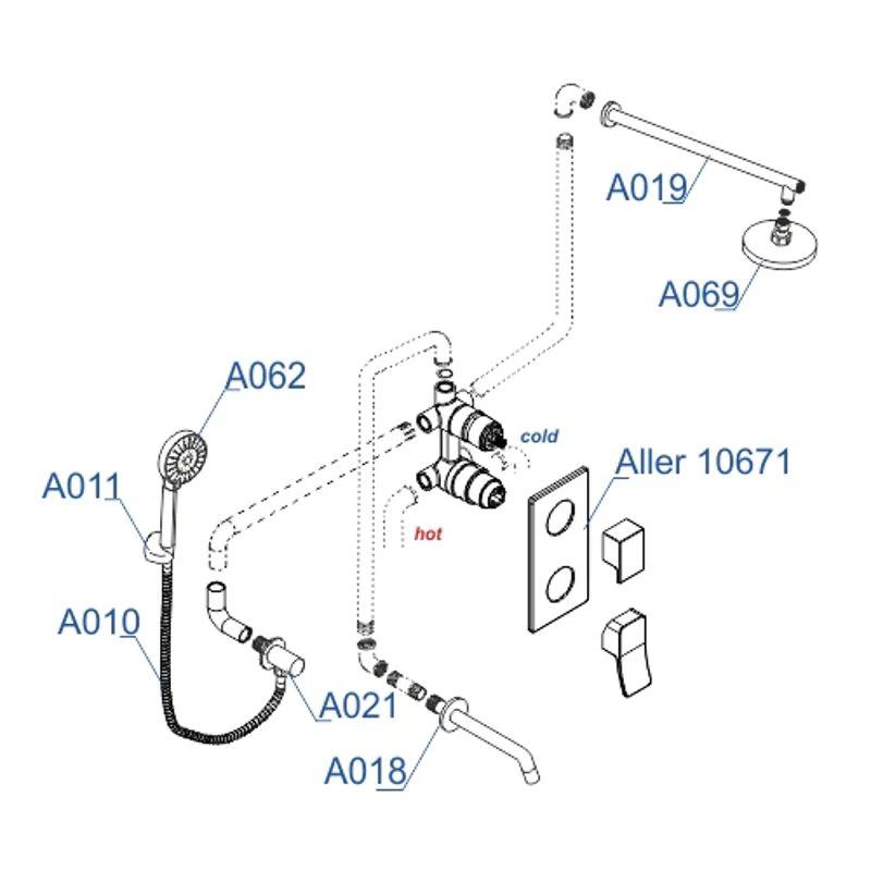 Душевая система WasserKRAFT Aller A171619 Хром