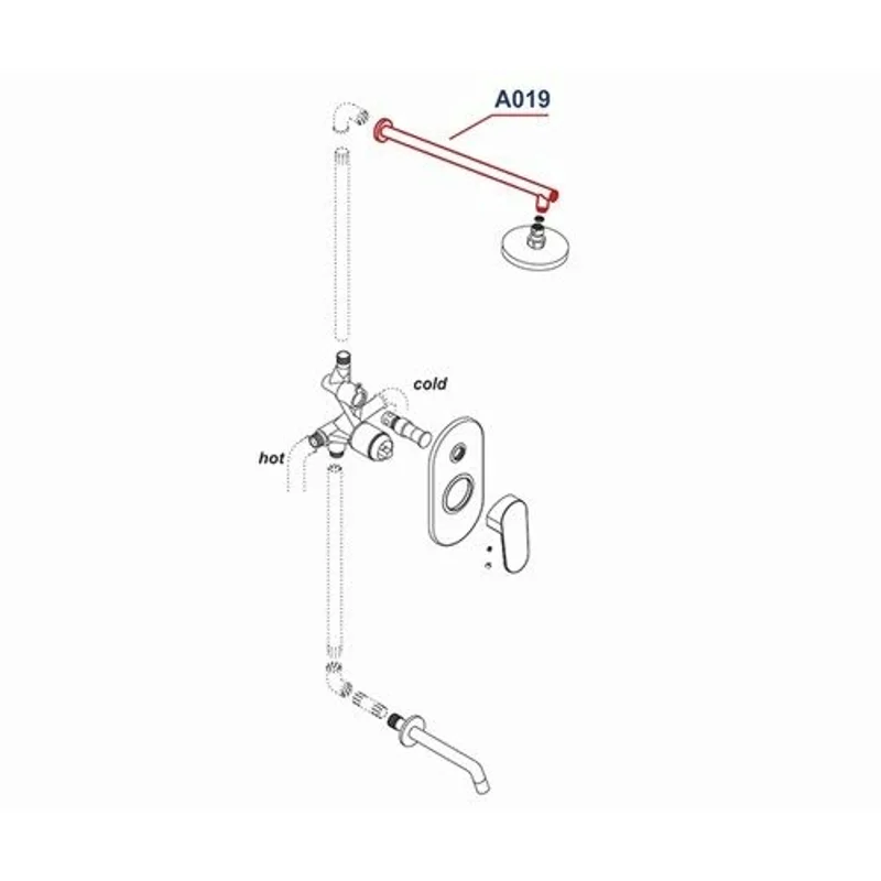 Кронштейн для верхнего душа WasserKRAFT A019 Хром