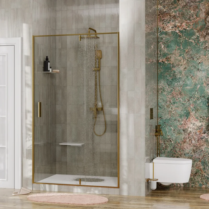 Душевая дверь в нишу WasserKRAFT Aisch 55P 55P12, 100 х 200 см, профиль матовое золото, стекло прозрачное