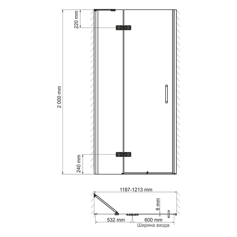 Душевая дверь WasserKRAFT Aller 120 L 10H05LWHITE профиль Хром стекло прозрачное