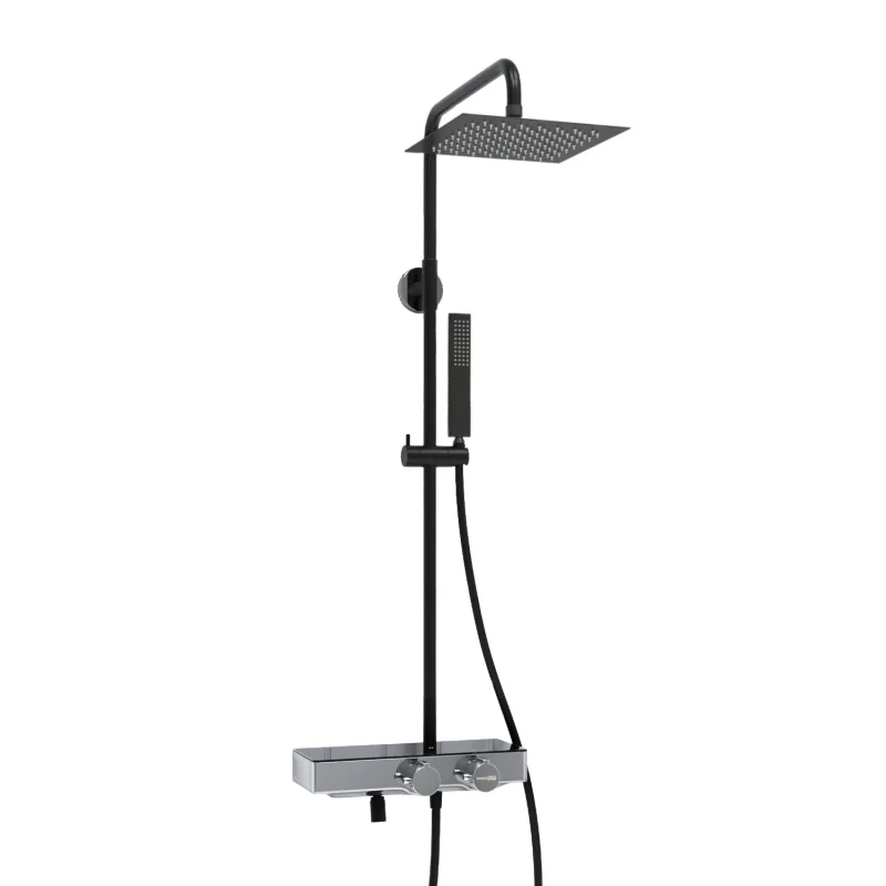 Душевая система WasserKRAFT A114.255.218.CB Thermo с термостатом Черная матовая