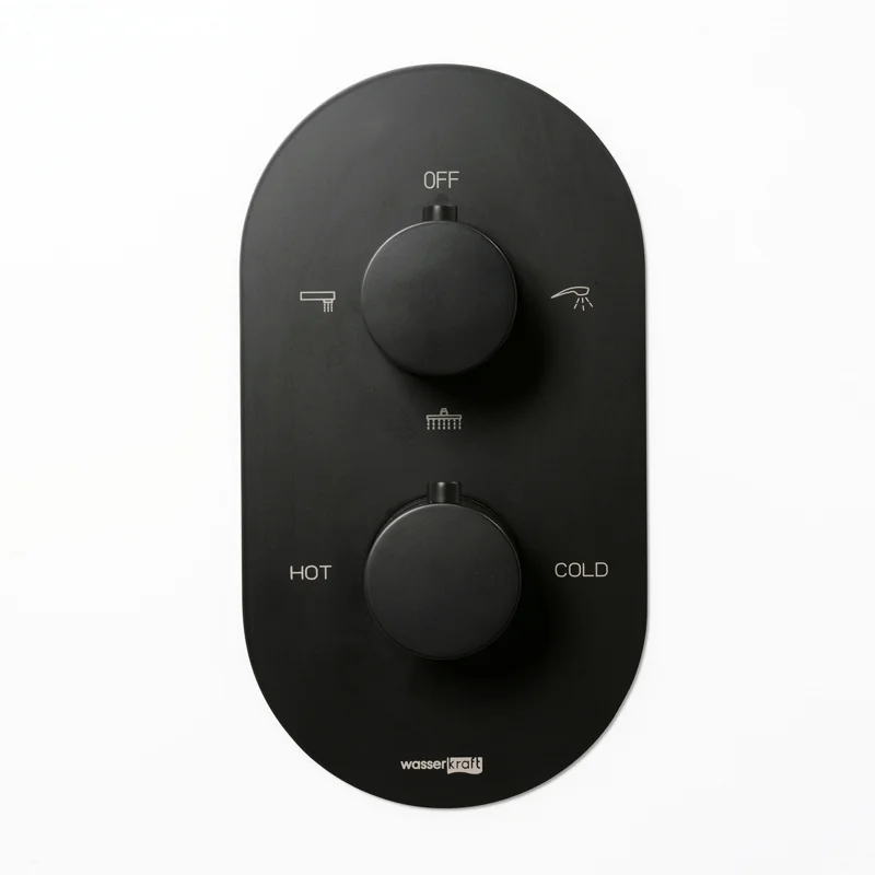Термостатический смеситель скрытого монтажа WasserKRAFT 7444 Thermo для ванны и душа, черный