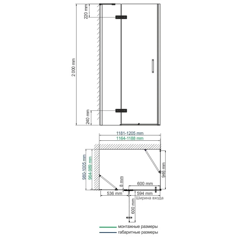 Душевой уголок WasserKRAFT Aller 120х100 L 10H10LBLACK профиль Хром стекло прозрачное