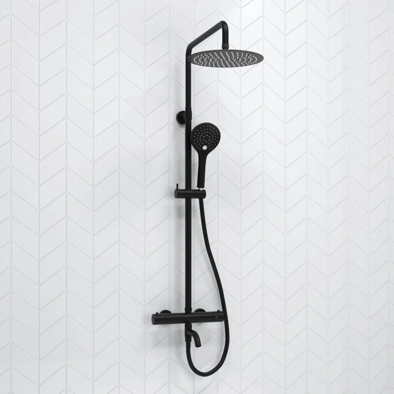 Душевая система WasserKRAFT A288.258.078.BM Thermo с термостатом Черная матовая