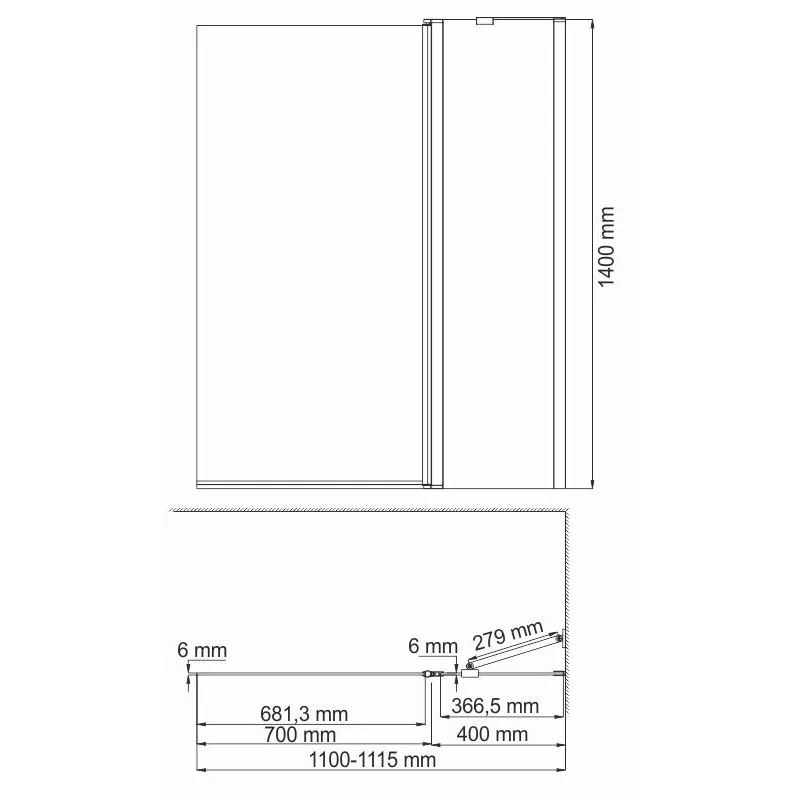 Шторка на ванну WasserKRAFT Berkel 110 R 48P02-110RM профиль Хром стекло матовое