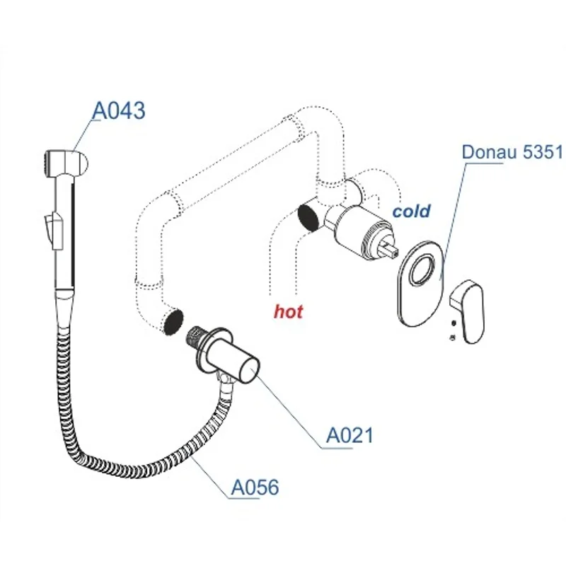 Гигиенический душ со смесителем WasserKRAFT Donau A15356 Хром