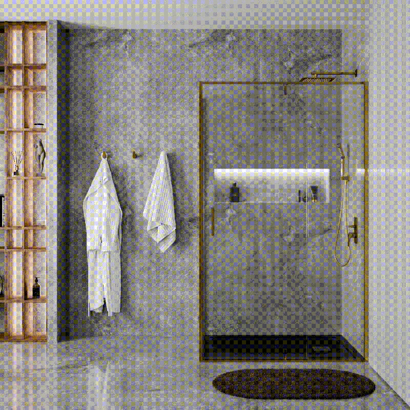 Душевой уголок WasserKRAFT Aisch 90x90 55P03 профиль Матовое золото стекло прозрачное