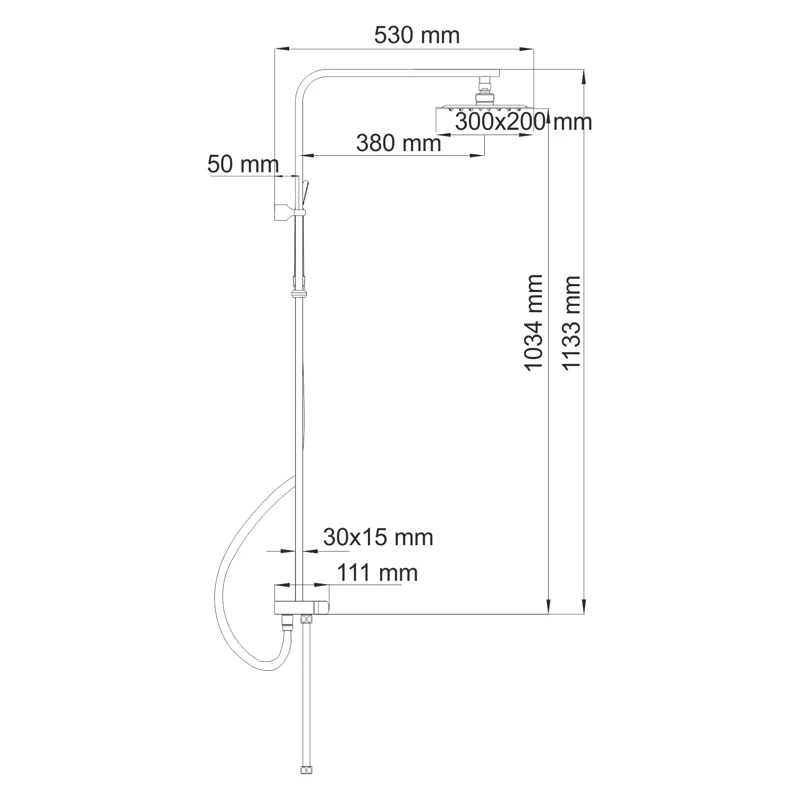 Душевой комплект, 113х53 см WasserKRAFT A042