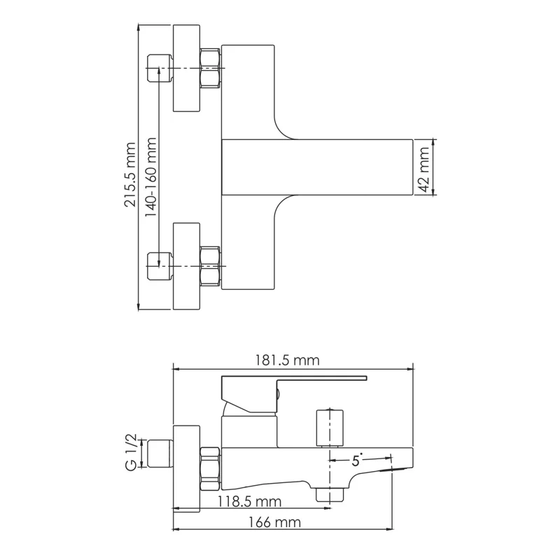 Смеситель для ванны WasserKRAFT Abens 2001 Чёрный матовый