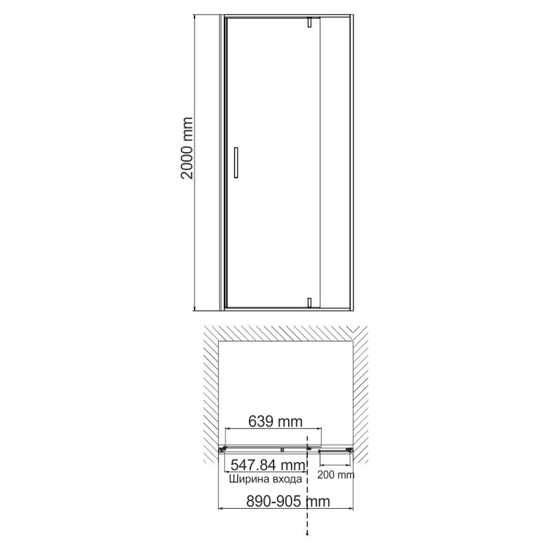 Душевая дверь Wasserkraft Aisch 90 55P04