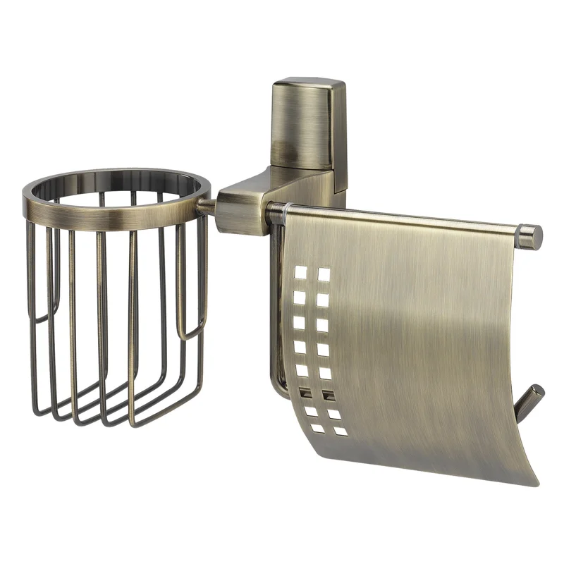 Держатель туалетной бумаги и освежителя воздуха WasserKRAFT Exter K-5259 с крышкой Бронза