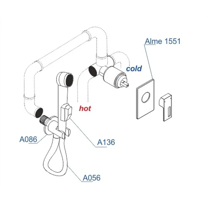 Гигиенический душ со смесителем WasserKRAFT Alme A15156 Хром