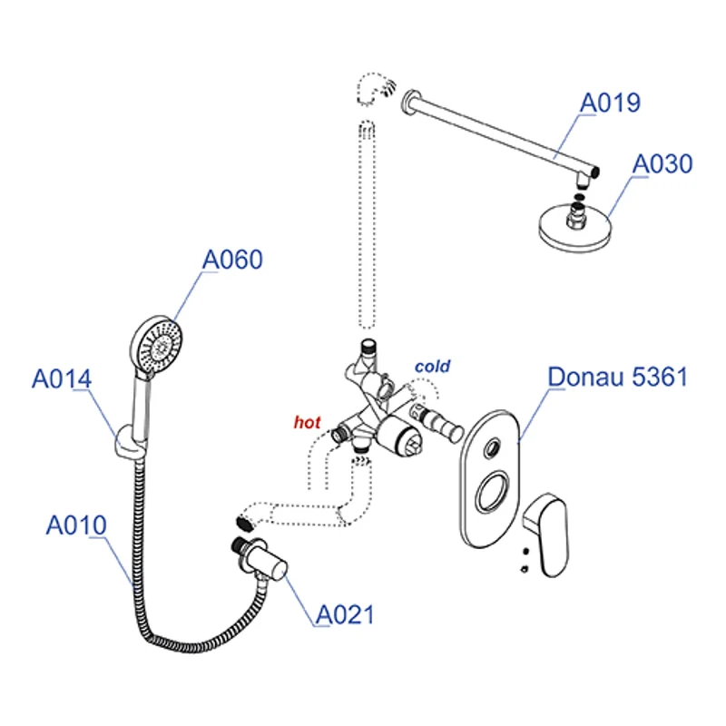 Душевая система WasserKRAFT A14030 Хром