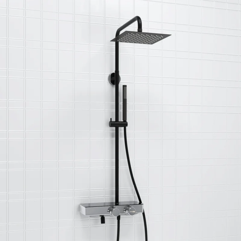 Душевая система WasserKRAFT A114.255.217.CB Thermo с термостатом Черная матовая