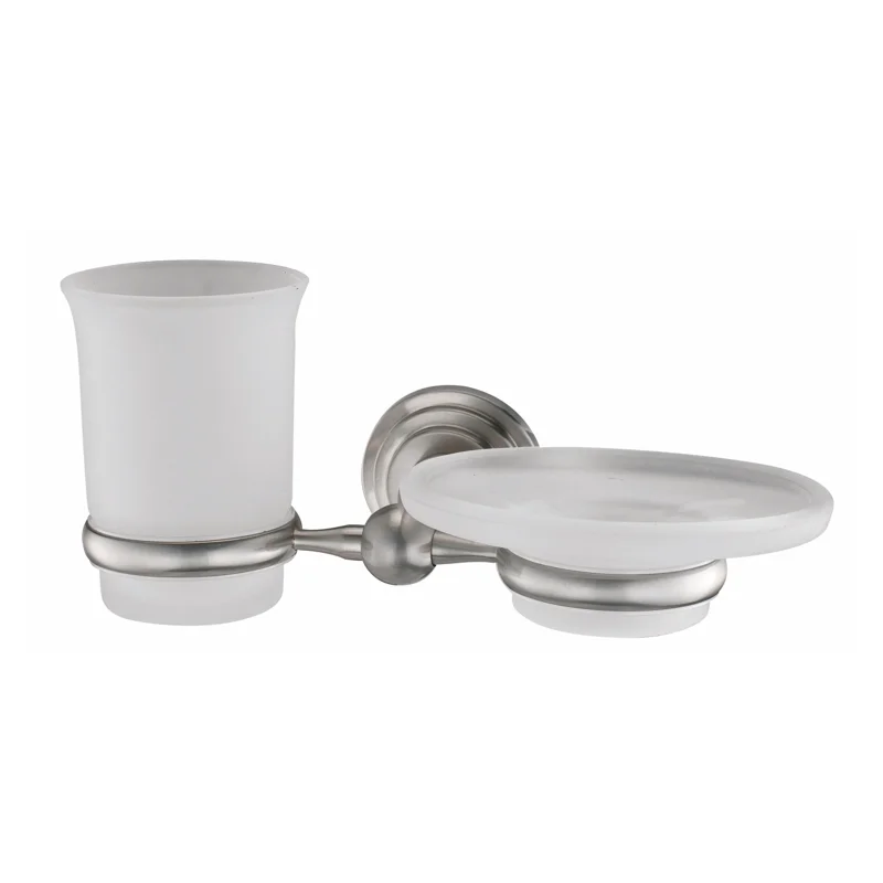 Стакан для зубных щеток с мыльницей WasserKRAFT Ammer K-7026 Хром матовый