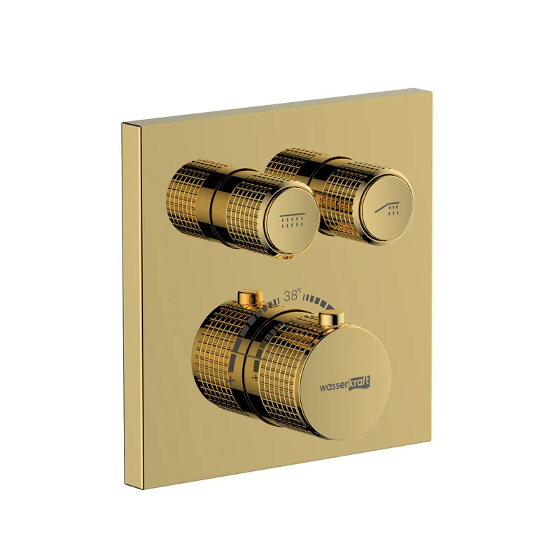 Смеситель для ванны и душа WasserKRAFT Sauer, термостатический, золото глянцевое, 7148 Thermo