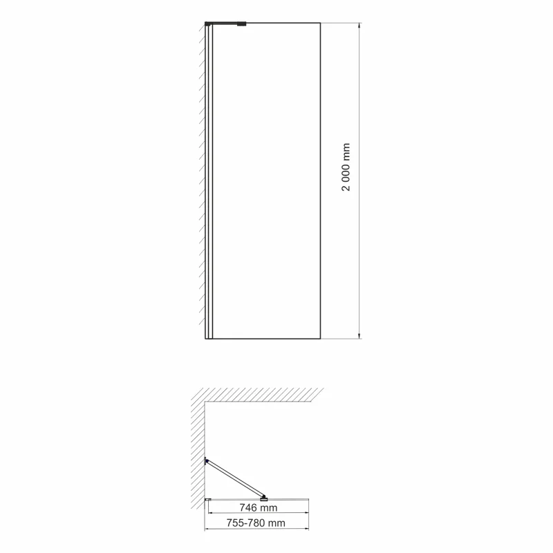 Душевая перегородка WasserKRAFT Aller 80 10H06-RP80 профиль Хром стекло прозрачное