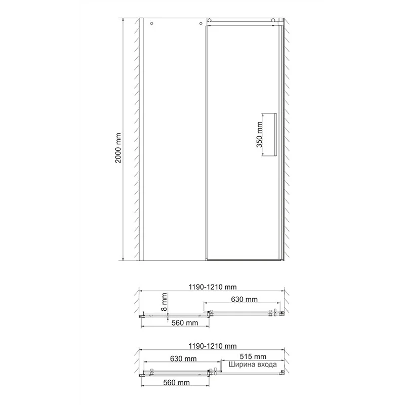 Душевая дверь WasserKRAFT Dinkel 120 58R05 профиль Хром стекло прозрачное