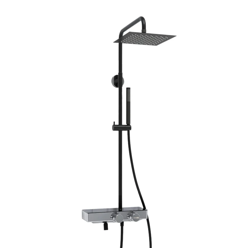 Душевая система WasserKRAFT A114.255.217.CB Thermo с термостатом Черная матовая